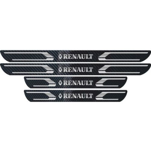 Set 4 protectii prag Carbon 5D si Crom - Renault